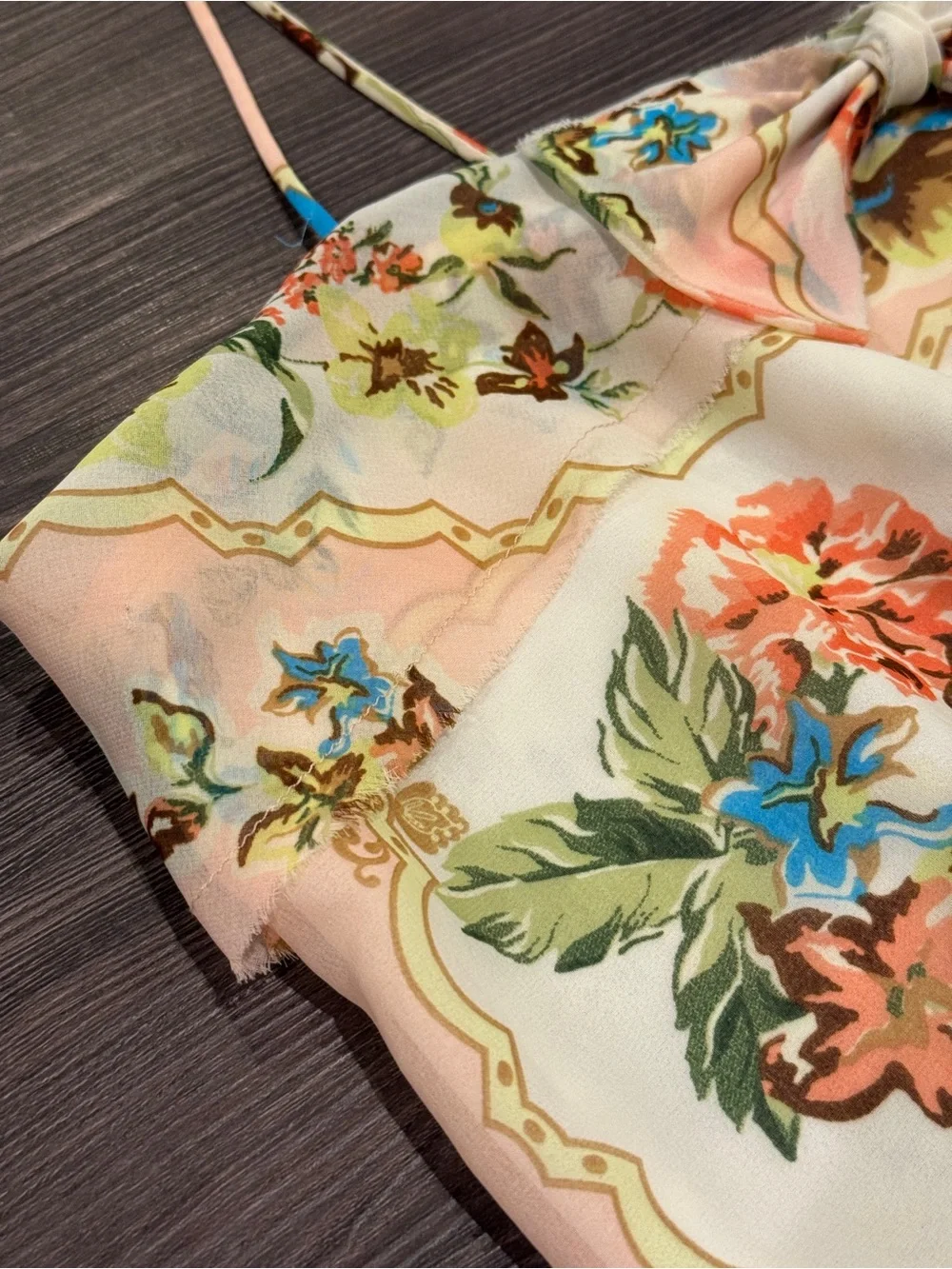 FARM Rio Tropical Floral Scarf Border Print Strappy Maxi Dress M Anthropologie - Picture 3 of 11